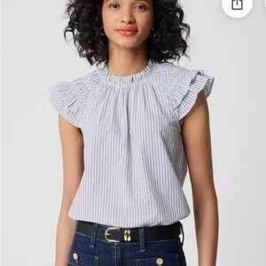 Crown & Ivy Blue and White Textured Top